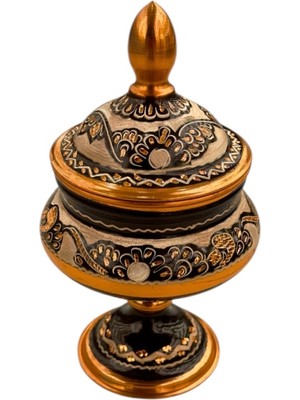 Kapaklı Bakır Şekerlik El Işlemeli Orijinal Erzincan Bakırı