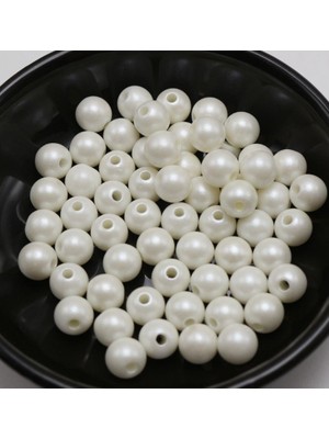 İpek Hobi  8 Mm Beyaz  Plastik Delikli Tam Inci 300 Gr