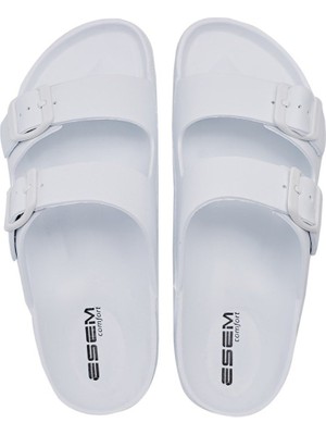 Set Timo Erkek Beyaz Çift Tokalı Terlik