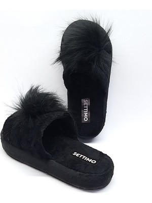 Set Timo Siyah Peluş  Ev Terliği