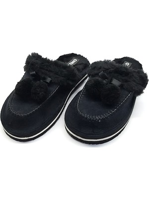 Set Timo Siyah  Ponponlu Ev Terliği