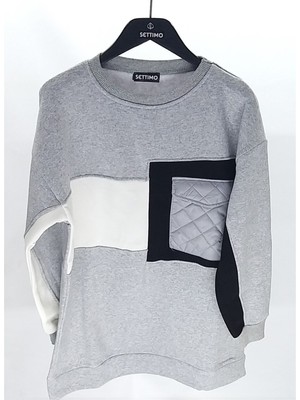 Settimo-Lsk Gri Cepli Garni Detay Tunik