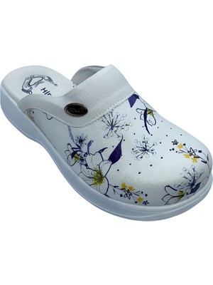 Mavi Çiçek Desenli Tam Ortopedik Sabo Terlik