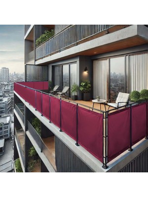 90CM Yükseklikliler Bordo Pvc Su Geçirmez Balkon Demiri Korkuluk Çit Branda