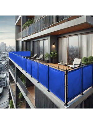 80CM Yükseklikliler Mavi Pvc Su Geçirmez Balkon Demiri Korkuluk Çit Branda