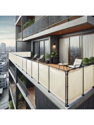 110CM Yükseklikliler Krem Pvc Su Geçirmez Balkon Demiri Korkuluk Çit Branda
