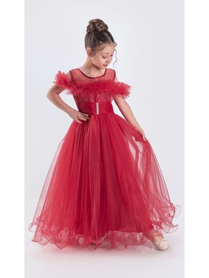 Mnk Baby & Kids Uzun Etek Kız Çocuk Robası Şifon Abiye M00723