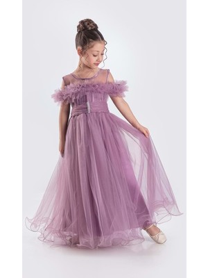 Mnk Baby & Kids Uzun Etek Kız Çocuk Robası Şifon Abiye M00723