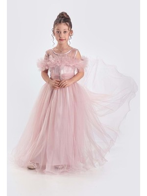 Mnk Baby & Kids Uzun Etek Kız Çocuk Robası Şifon Abiye M00723