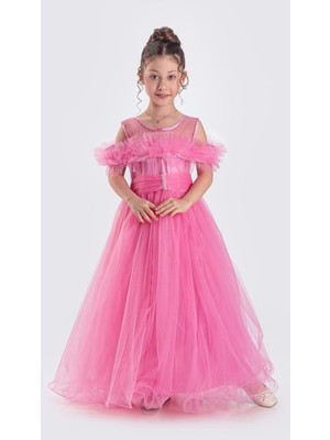 Mnk Baby & Kids Uzun Etek Kız Çocuk Robası Şifon Abiye M00723