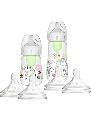 Dr Brown's Desenli Geniş Ağızlı Y Kesim Emzik Biberon Seti 0 - 3 Yaş İçin BPA İçermeyen