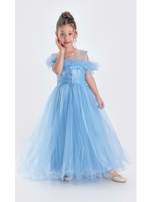 Mnk Baby & Kids Uzun Etek Kız Çocuk Robası Şifon Abiye M00723