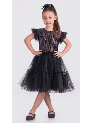 Mnk Baby & Kids Pul Payet Katkat Tütü Etekli Kız Çocuk Elbise M00722