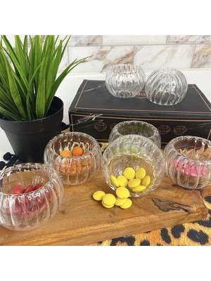 6 Adet Çift Cidarlı Mini Sosluk Drajelik - Mini Lokumluk - Çerezlik Kahve Yanı Sunumluk