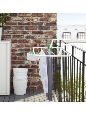 IKEA Çamaşır Askısı Kurutmalık Balkon Ray Kapı Üstü Beyaz 77X49 cm Beyaz Renk Çelik Askılık