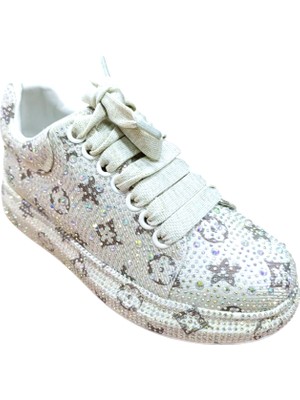 Guja 25Y451-4 Kadın Taşlı Sneaker Ayakkabı Bej
