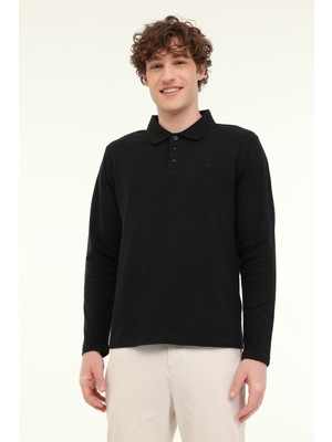 Lumberjack MB Ukol Polo 5fx Siyah Erkek Uzun Kol T-Shirt