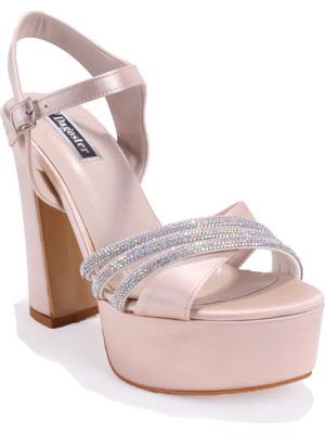 Dagoster DZA07-337351 Ten Saten Platform Topuklu  Kadın Ayakkabı