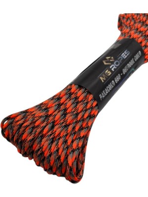 MG ROPES Bileklik ve Outdoor Polyester Paracord İp 4 mm 660 Lb 30 Metre Turuncu Gri (10 Çekirdek)