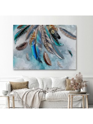 Marsilyan- Kuş Tüyü Dekoratif Kanvas Duvar Tablosu -3423