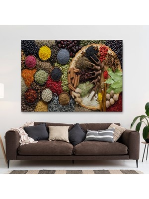 Marsilyan- Mutfak Masasın Da Baharatlar Dekoratif Kanvas Duvar TABLOSU-3659