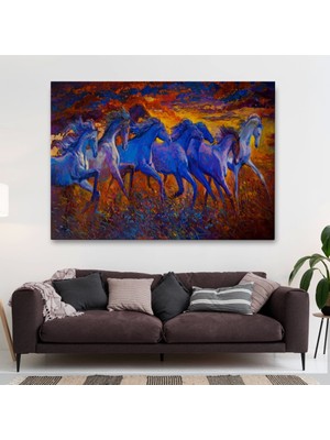 Marsilyan- Koşan Atlar Dekoratif Kanvas Duvar TABLOSU-3725