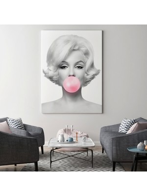 Marsilyan- Marilyn Monroe Pembe Kabarcık Sakızlı Dekoratif Kanvas TABLO-5108-3