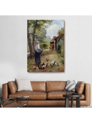 Marsilyan- Rus Köylüsü Kadın ve Tavukları Duvar TABLOSU-6055