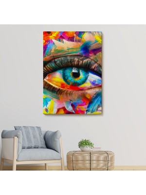 Marsilyan- Renkli Yağlıboya Görünümlü Göz TABLOSU-6329