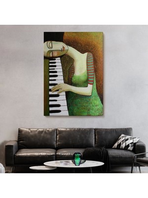 Marsilyan- Piyano Çalan Kadın Duvar TABLOSU-6495