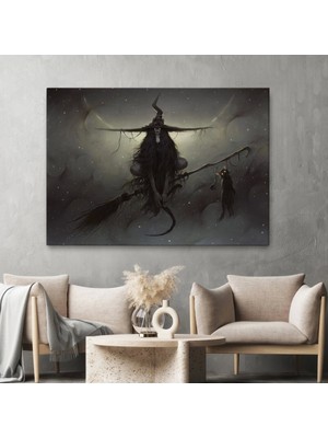 Marsilyan- Süpürgesi'nde Uçan Cadı Tablosu, Witches HALLOWEEN-6564