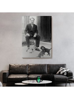 Marsilyan- Atatürk Portre Tablosu Mustafa Kemal Atatürk Dikdörtgen Dekoratif Kanvas Tablo-Ce-55