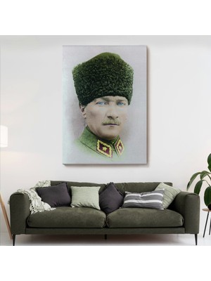 Marsilyan- Atatürk Portre Tablosu Mustafa Kemal Atatürk Dikdörtgen Dekoratif Kanvas Tablo-Cf-56