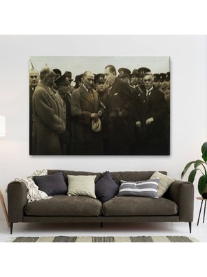 Marsilyan- Atatürk'ün Anadolu'yu Ziyareti Mustafa Kemal Atatürk Dikdörtgen Dekoratif Kanvas Tablo-Cü-74