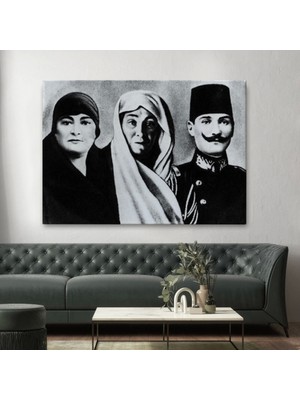 Marsilyan- Atatürk Portre Tablosu Mustafa Kemal Atatürk Dikdörtgen Dekoratif Kanvas TABLO-FL-136