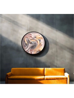 Marsilyan- Dekoratif 3D Baskı Geometrik Desen Yuvarlak Duvar Saati -27