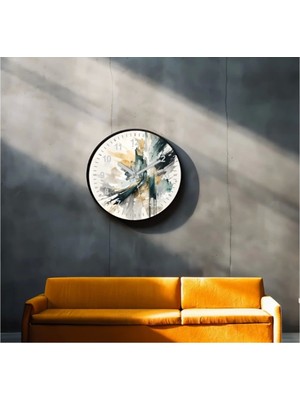 Marsilyan Dekoratif 3D Baskı Geometrik Desen Yuvarlak Duvar Saati -132