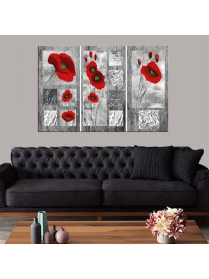 Marsilyan Dekoratif Baskı Çiçekler Kolaj  Kanvas Tablo