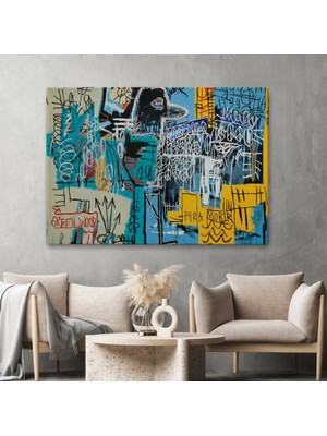 Marsilyan- Jean Michel Basquiat Mavi Kuş Kanvas TABLO-5060