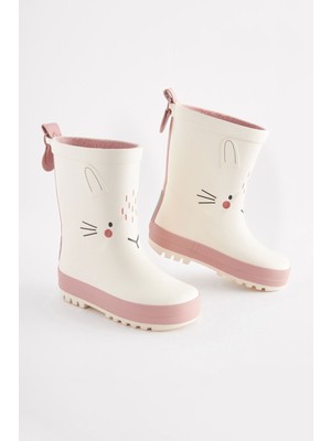 Next Baby Renkli Beyaz Tavşan Desenli Yağmur Çizmesi Outdoor Kullanım için Su Geçirmez