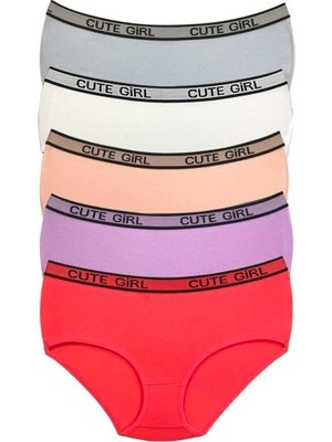 Mbb E-Ticaret 5 Adet Yüksek Bel Kalın Lastikli Beli Yazılı Kadın Şort Külot