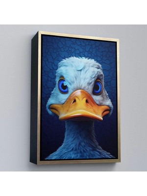 Marsilyan- Çerçeveli Mavi Gözlü Sevimli Ördek TABLOSU-7931