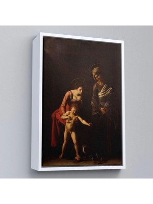 Marsilyan- Çerçeveli Caravaggio - Madonna ve Çocuk, Aziz Anne Ile TABLO-7359