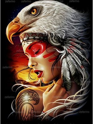 Marsilyan- Kanvas Kartal Kadın Sayılarla Boyama Setikasnaklı