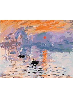 Marsilyan- Kanvas Monet Gün Doğumu Sayılarla Boyama Seti Kasnaklı