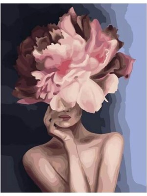 Marsilyan- Kanvas Çiçek Kadın 3 Renkli Sayılarla Boyama Seti Rulo