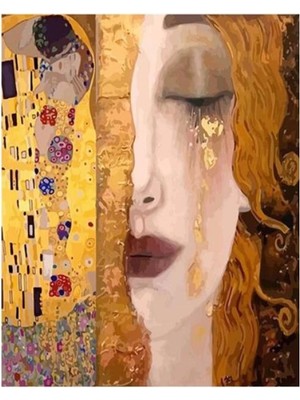 Marsilyan- Kanvas Gustav Klimt Iki Eser Sayılarla Boyama Seti Rulo