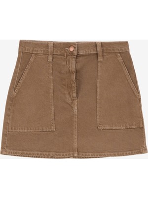 Denim Trip Açık Kahve Kadın Denim Etek Mini Skirt Fit Mini Boy Açık Kahver