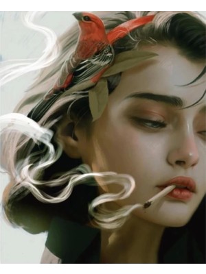 Marsilyan- Kanvas Aşık Kız Sayılarla Boyama Seti Rulo