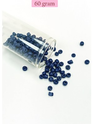 Just Cheap Store Dökme Cam Kum Boncuk Büyük Boy (6/0) 4 mm - 60 Gram - Lacivert - BNC134